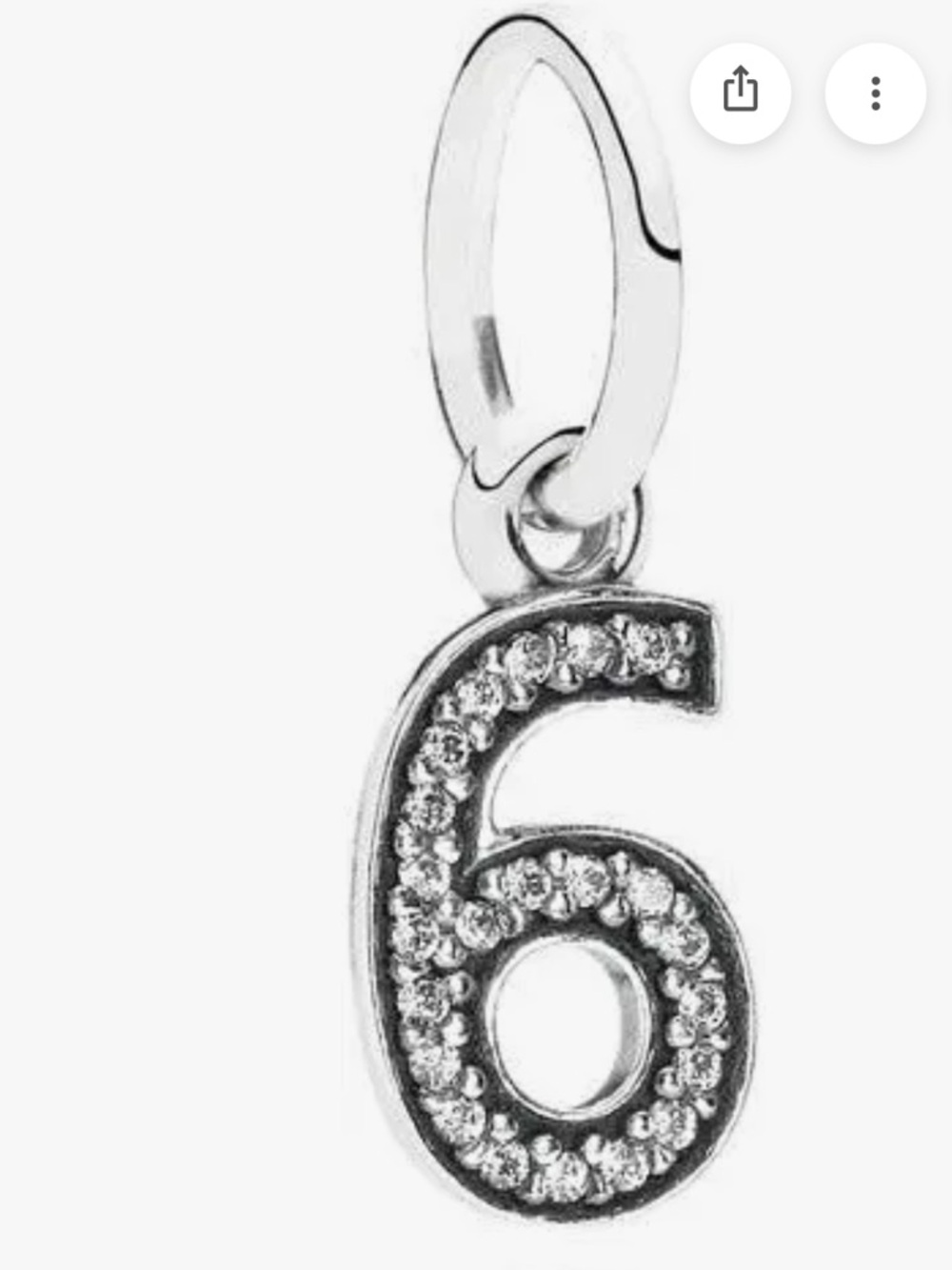 Pandora Number 6 Charm Pendant - Silver Tone